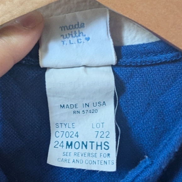 Vintage Blue Jacket With Plaid Trim, Silver Heart Buttons, Size 24 Months - Picture 6 of 7